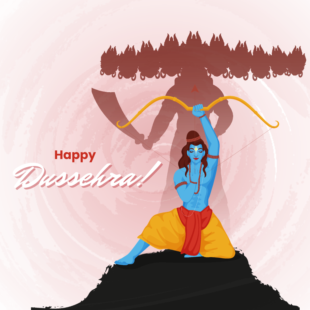 Orange Black Retro Dussehra Instagram Post